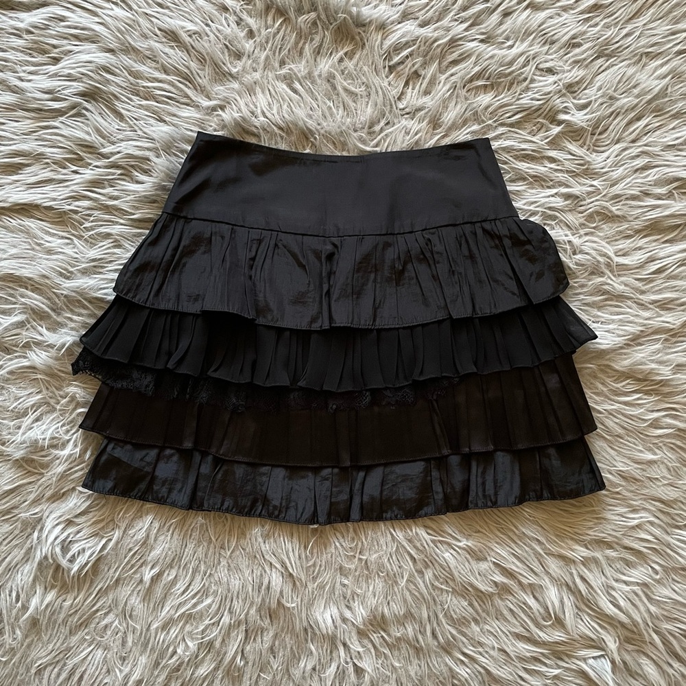 Layered A-line mini skirt_black_XS(0-2)